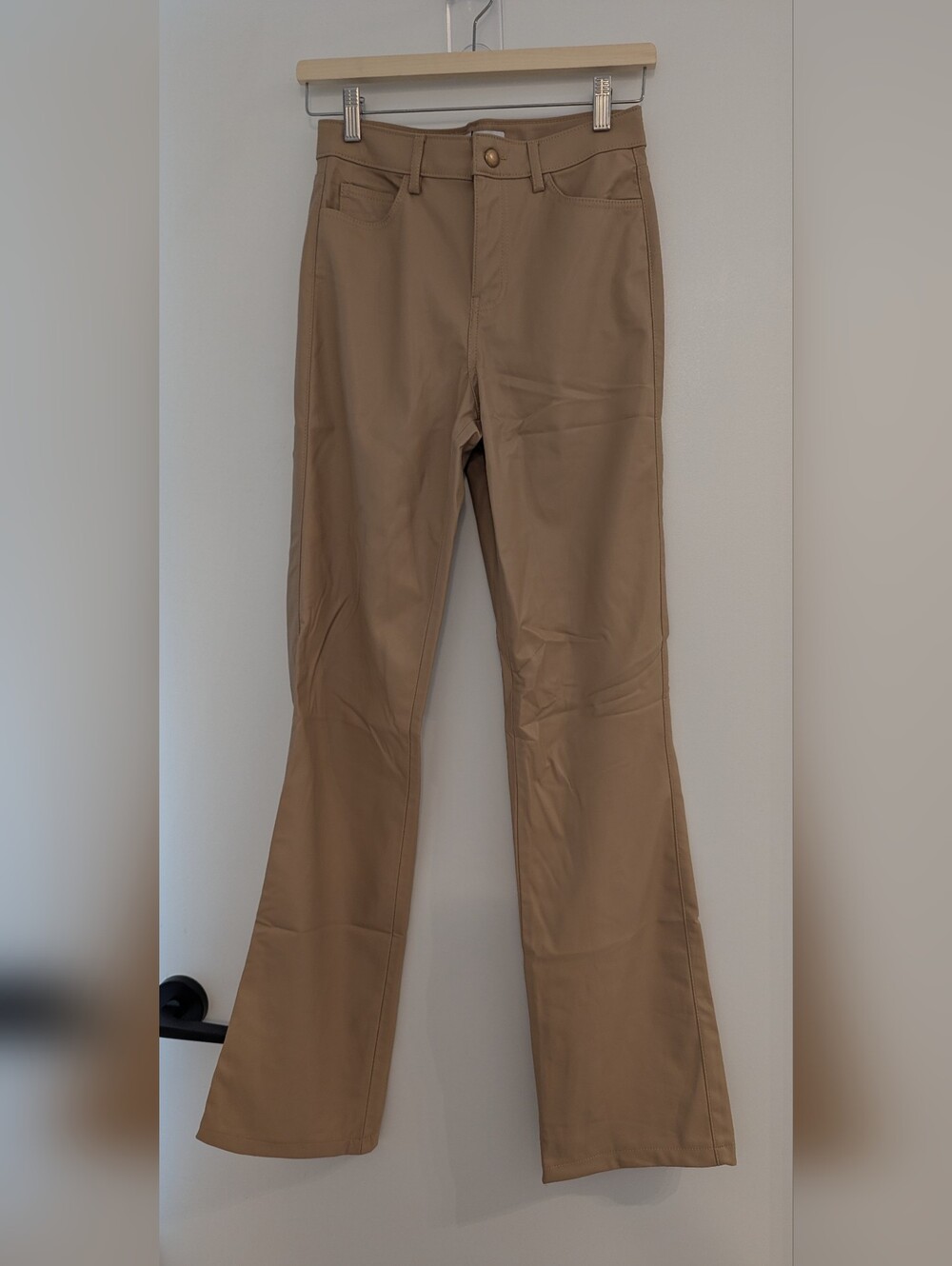 Zara Tan Flared High-Rise Pants